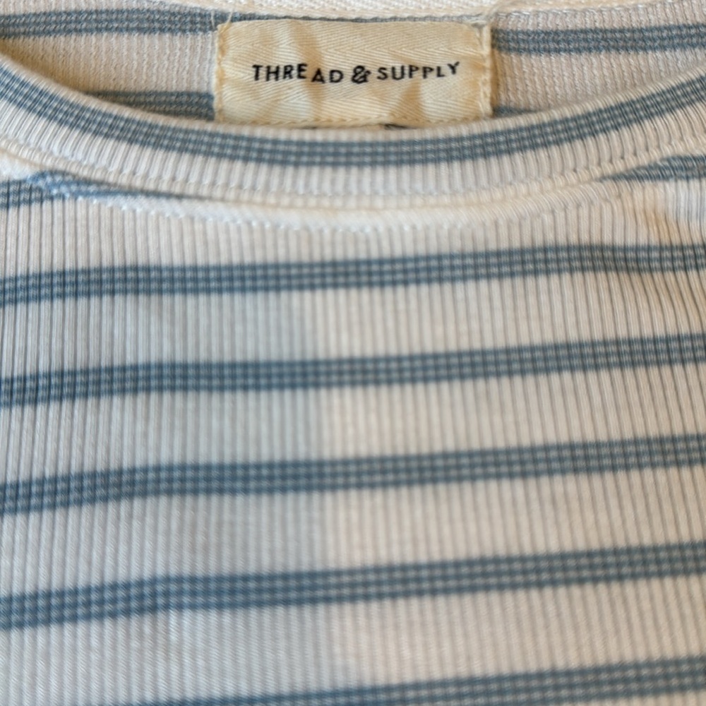 Thread & Supply Light Blue and White Striped Tank Top Women's Medium - Picture 2 of 8